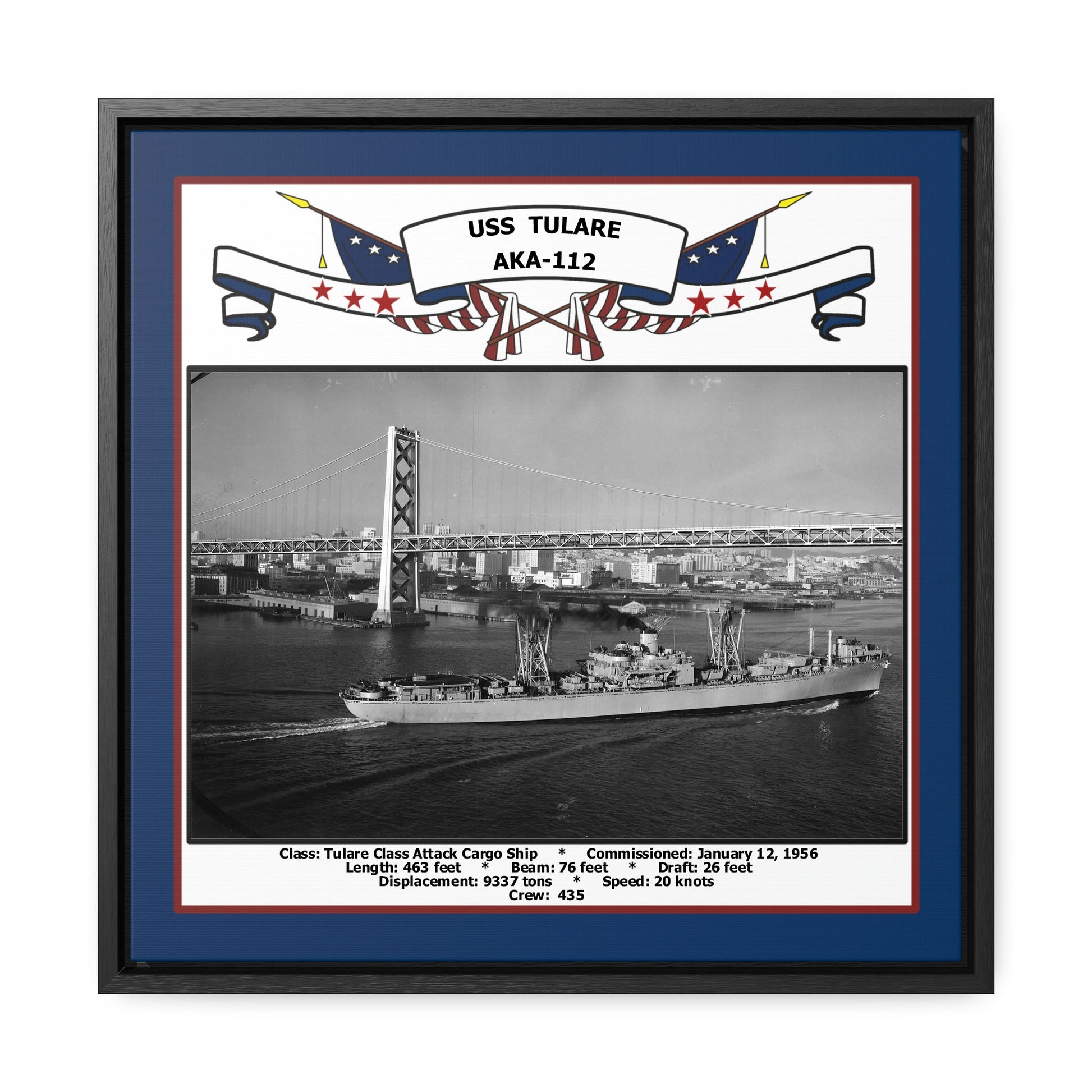 USS Tulare AKA-112 Navy Floating Frame Photo Front View