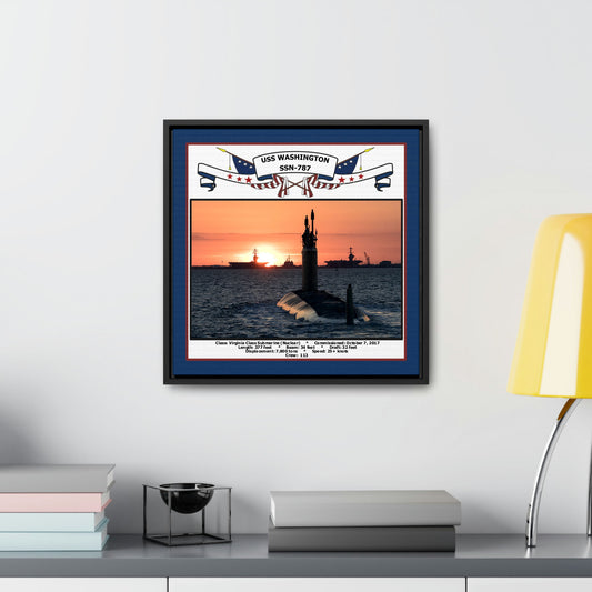 USS Washington SSN-787 Navy Floating Frame Photo Desk View