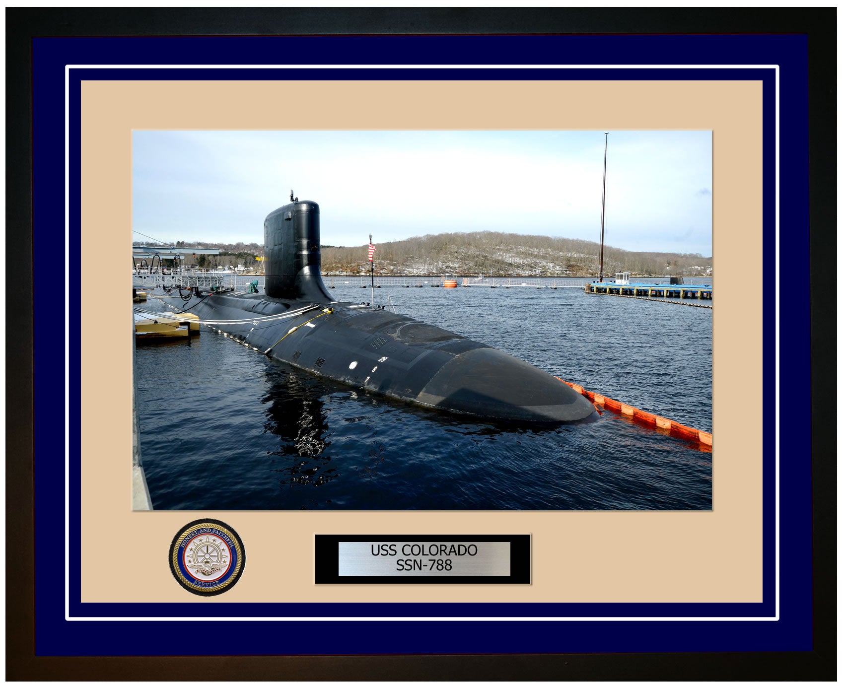 USS Colorado SSN-788 Framed Navy Ship Photo Blue