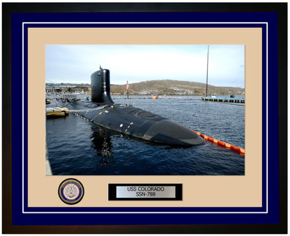 USS Colorado SSN-788 Framed Navy Ship Photo Blue