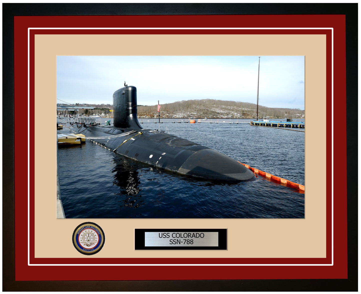 USS Colorado SSN-788 Framed Navy Ship Photo Burgundy