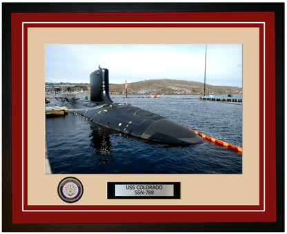 USS Colorado SSN-788 Framed Navy Ship Photo Burgundy
