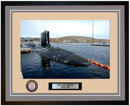 USS Colorado SSN-788 Framed Navy Ship Photo Grey