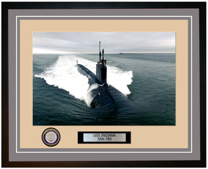 USS Indiana SSN-789 Framed Navy Ship Photo Grey