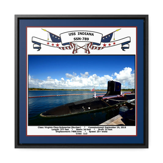 USS Indiana SSN-789 Navy Floating Frame Photo Front View