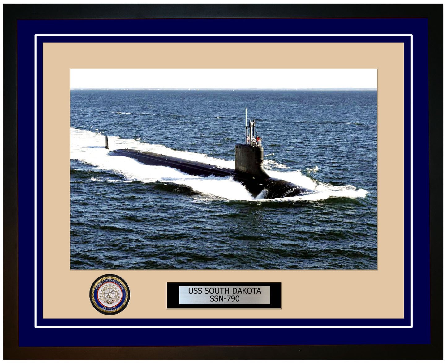 USS South Dakota SSN-790 Framed Navy Ship Photo Blue