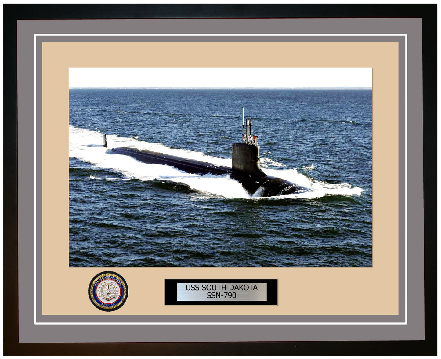 USS South Dakota SSN-790 Framed Navy Ship Photo Grey
