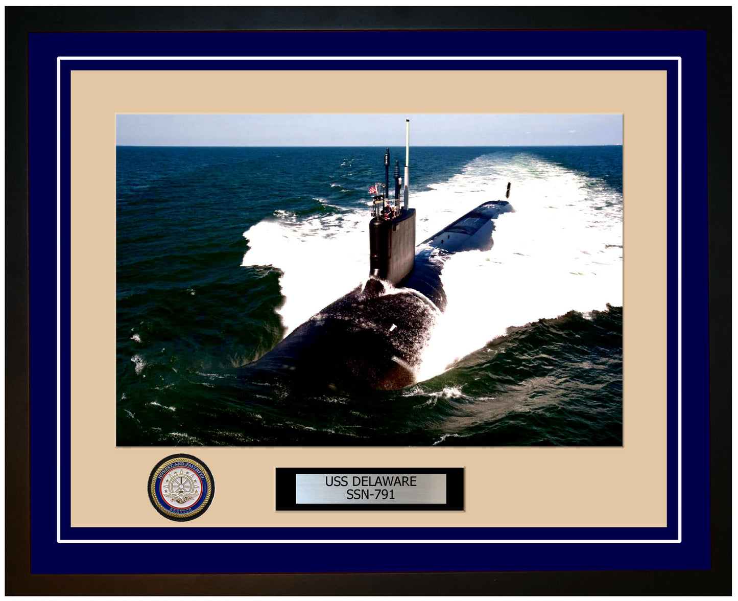 USS Delaware SSN-791 Framed Navy Ship Photo Blue