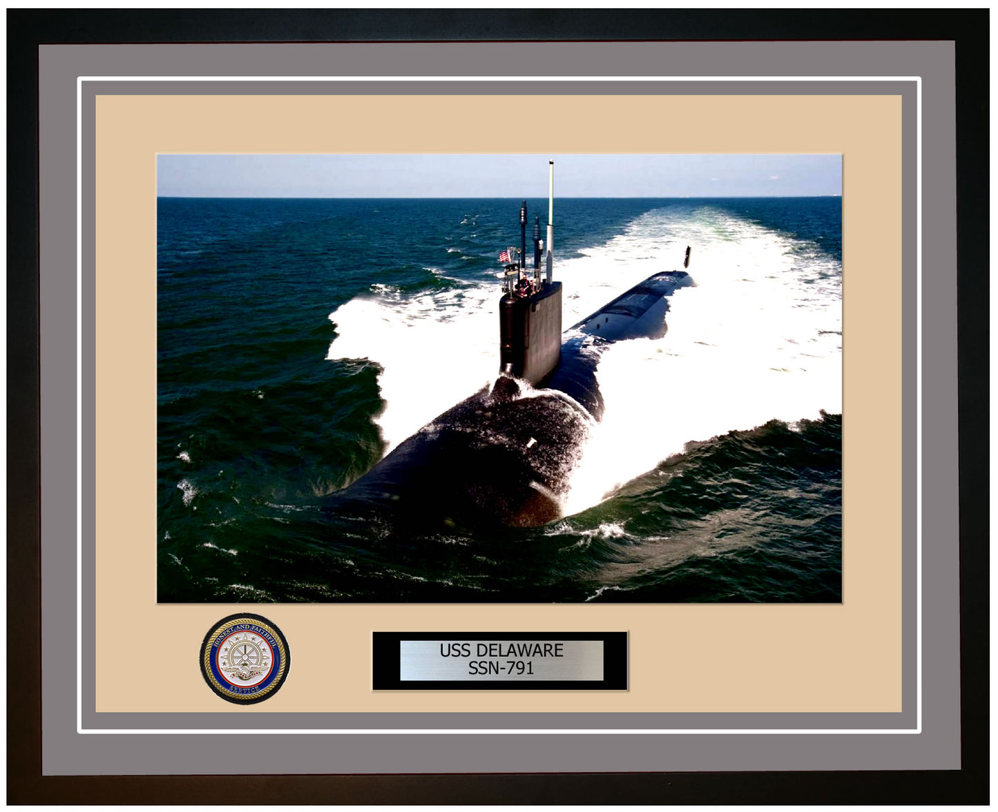 USS Delaware SSN-791 Framed Navy Ship Photo Grey