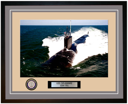 USS Delaware SSN-791 Framed Navy Ship Photo Grey