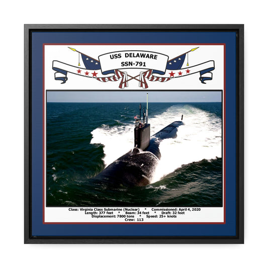 USS Delaware SSN-791 Navy Floating Frame Photo Front View