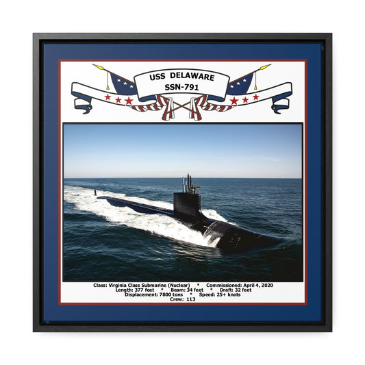 USS Delaware SSN-791 Navy Floating Frame Photo Front View