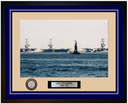 USS Delaware SSN-791 Framed Navy Ship Photo Blue
