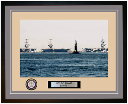 USS Delaware SSN-791 Framed Navy Ship Photo Grey