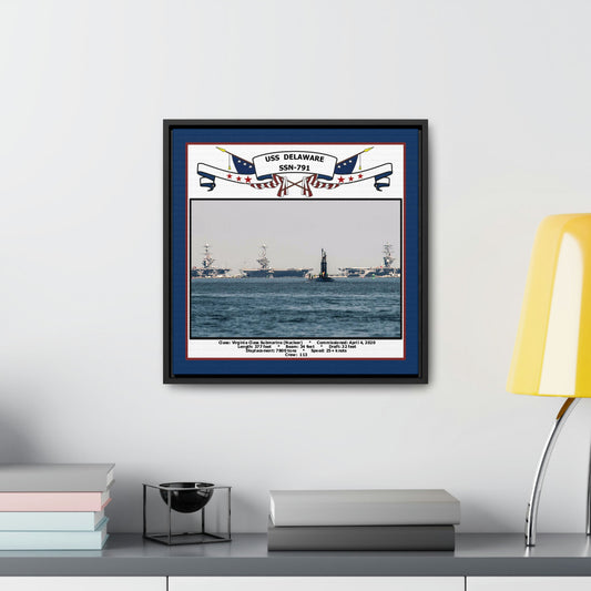 USS Delaware SSN-791 Navy Floating Frame Photo Desk View