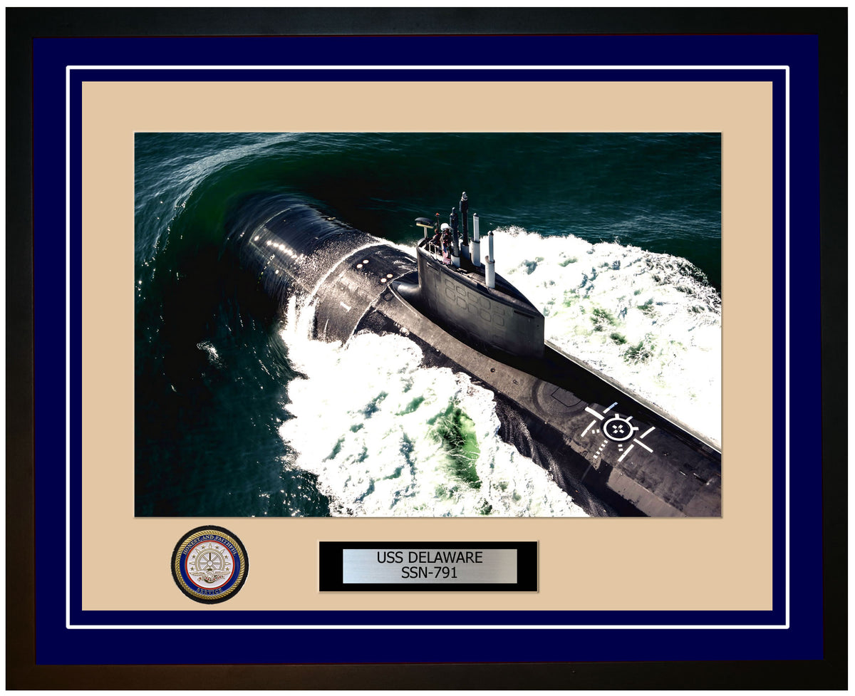 USS Delaware SSN-791 Framed Navy Ship Photo Blue