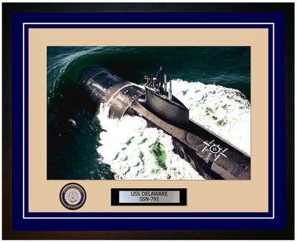 USS Delaware SSN-791 Framed Navy Ship Photo Blue