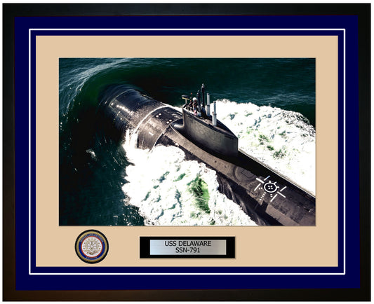 USS Delaware SSN-791 Framed Navy Ship Photo Blue