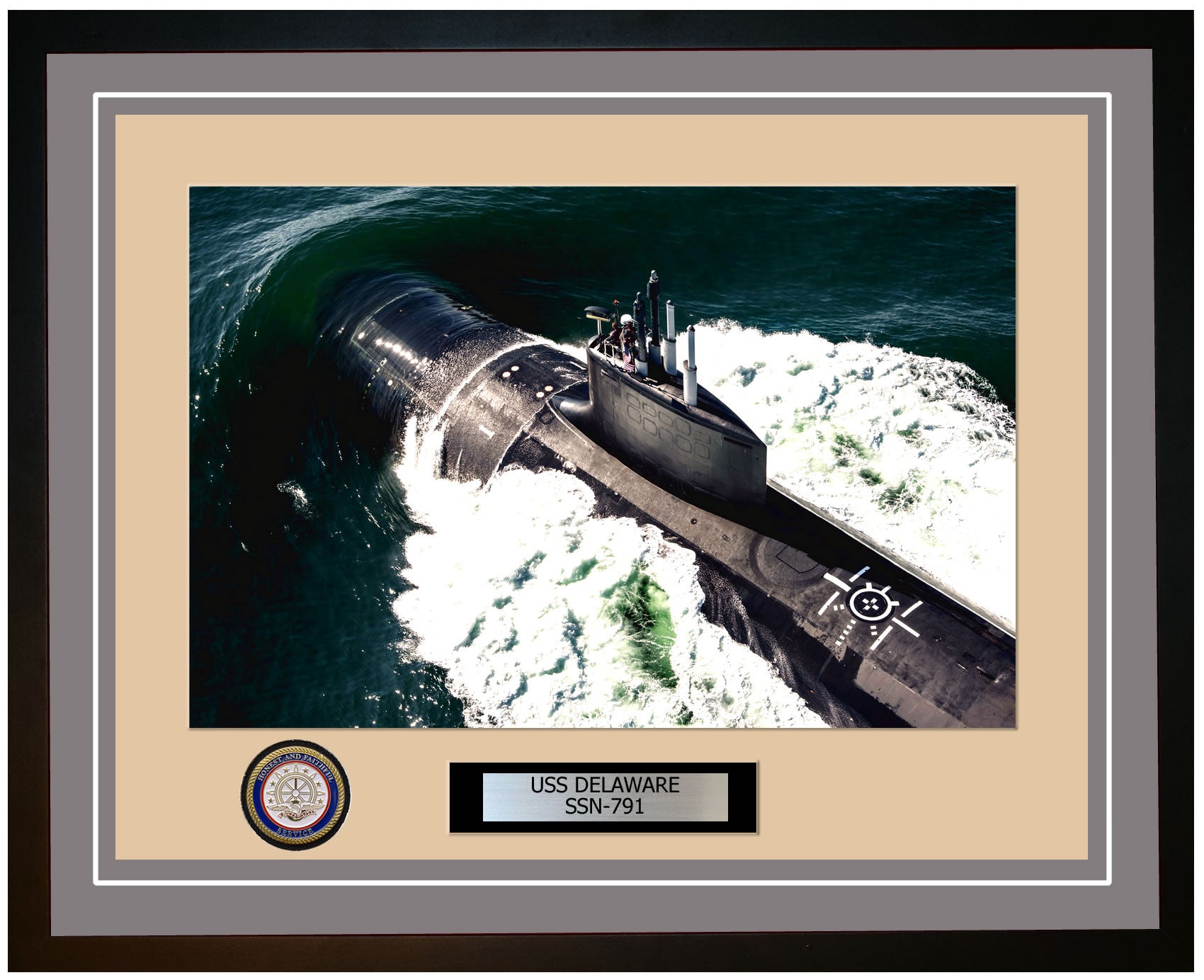 USS Delaware SSN-791 Framed Navy Ship Photo Grey