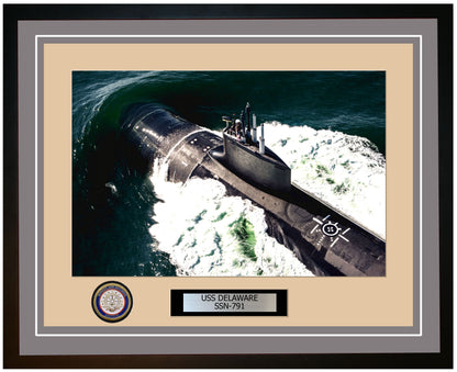 USS Delaware SSN-791 Framed Navy Ship Photo Grey