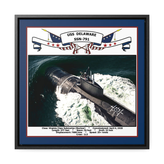 USS Delaware SSN-791 Navy Floating Frame Photo Front View