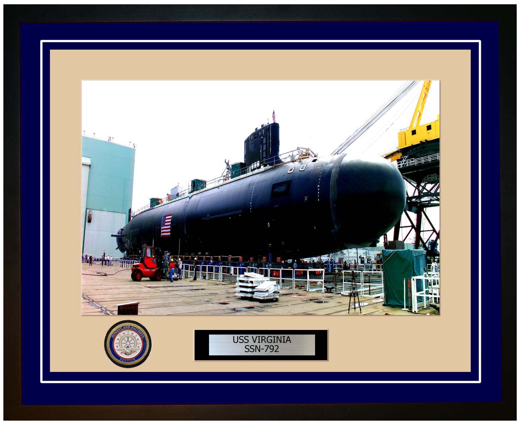 USS Virginia SSN-792 Framed Navy Ship Photo Blue