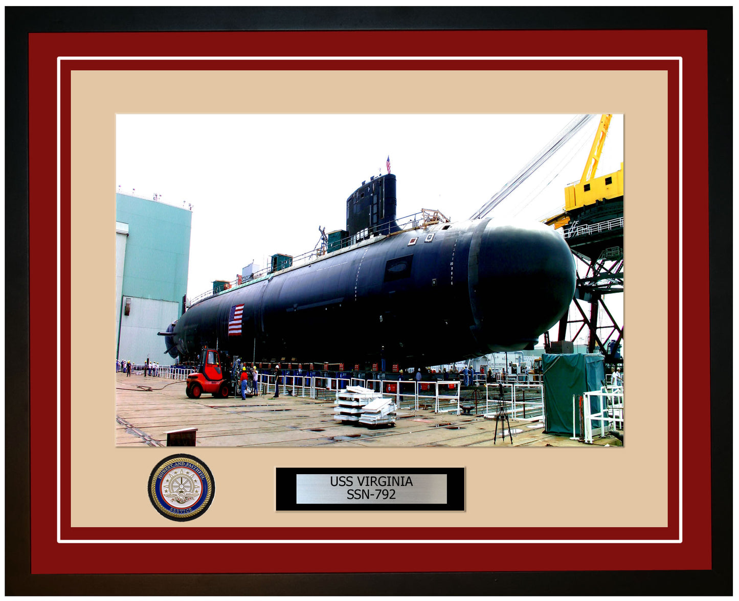 USS Virginia SSN-792 Framed Navy Ship Photo Burgundy
