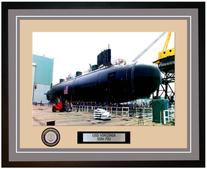 USS Virginia SSN-792 Framed Navy Ship Photo Grey