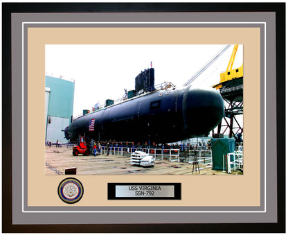 USS Virginia SSN-792 Framed Navy Ship Photo Grey