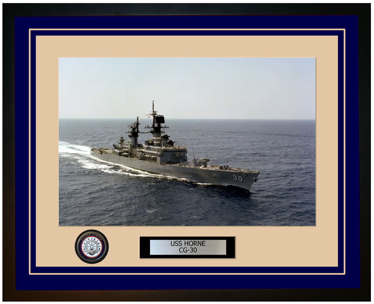 USS HORNE CG-30 Framed Navy Ship Photo Blue