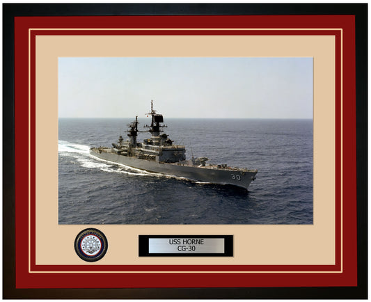 USS HORNE CG-30 Framed Navy Ship Photo Burgundy