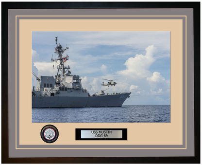 USS MUSTIN DDG-89 Framed Navy Ship Photo Grey