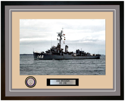 USS Brough DE-148 Framed Navy Ship Photo Grey