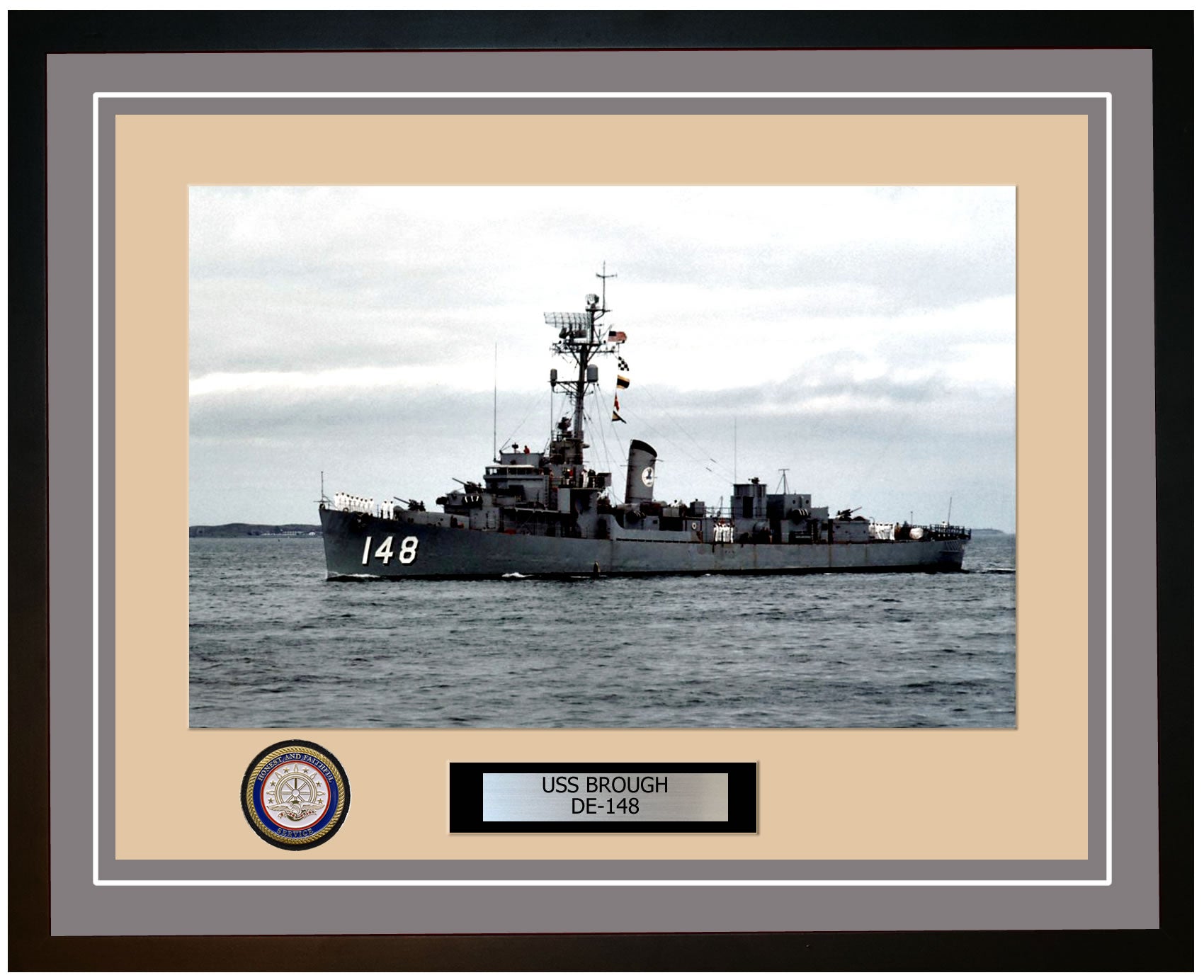 USS Brough DE-148 Framed Navy Ship Photo Grey