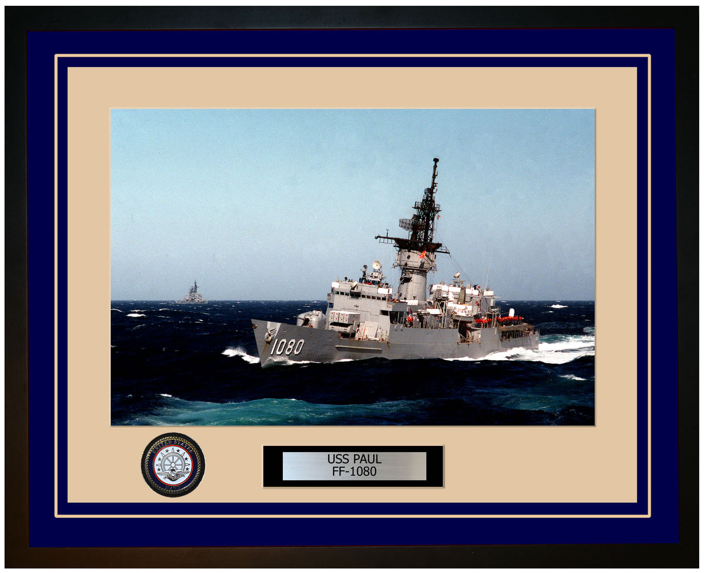 USS PAUL FF-1080 Framed Navy Ship Photo Blue