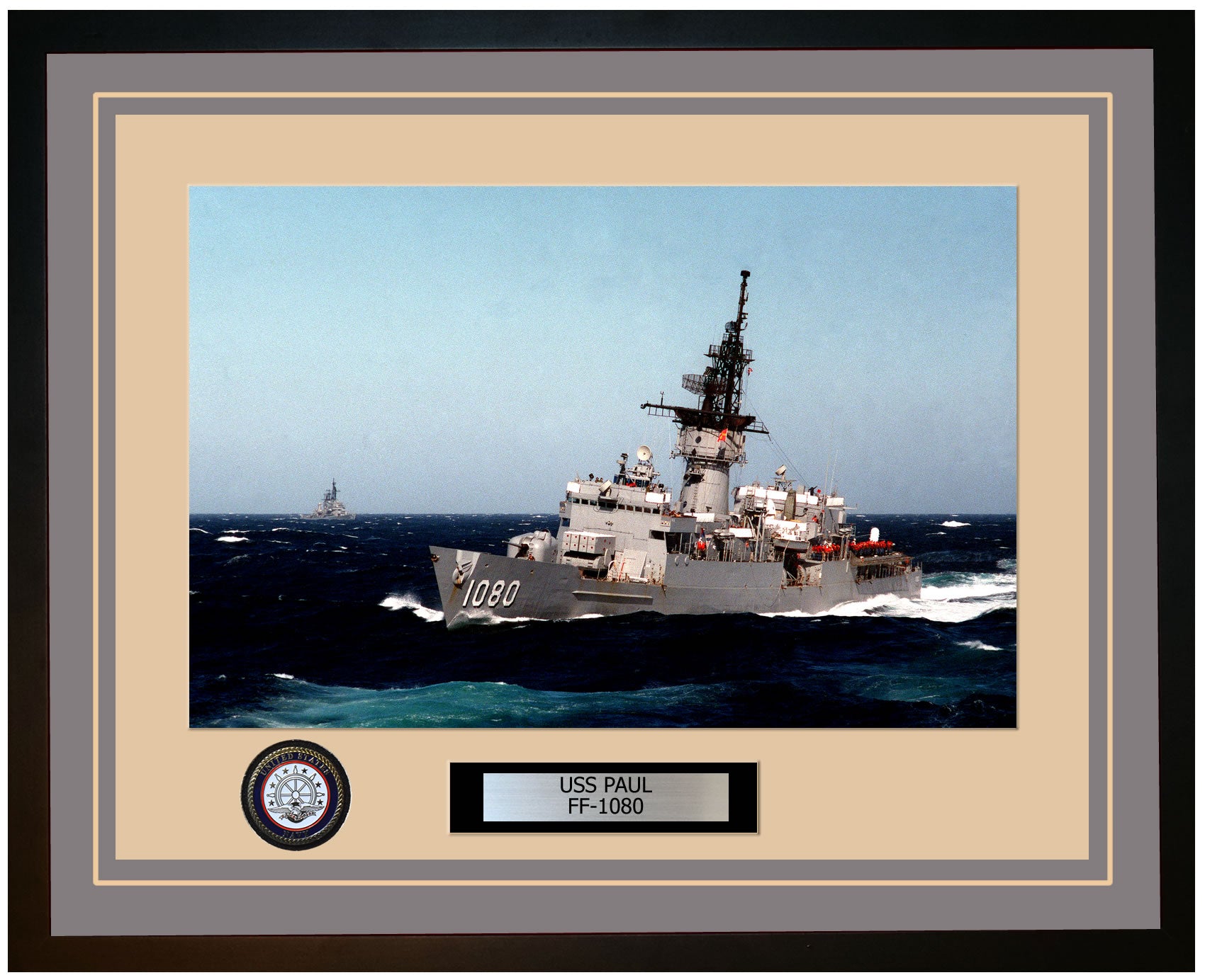 USS PAUL FF-1080 Framed Navy Ship Photo Grey