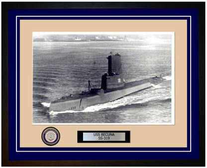 USS Becuna SS-319 Framed Navy Ship Photo Blue