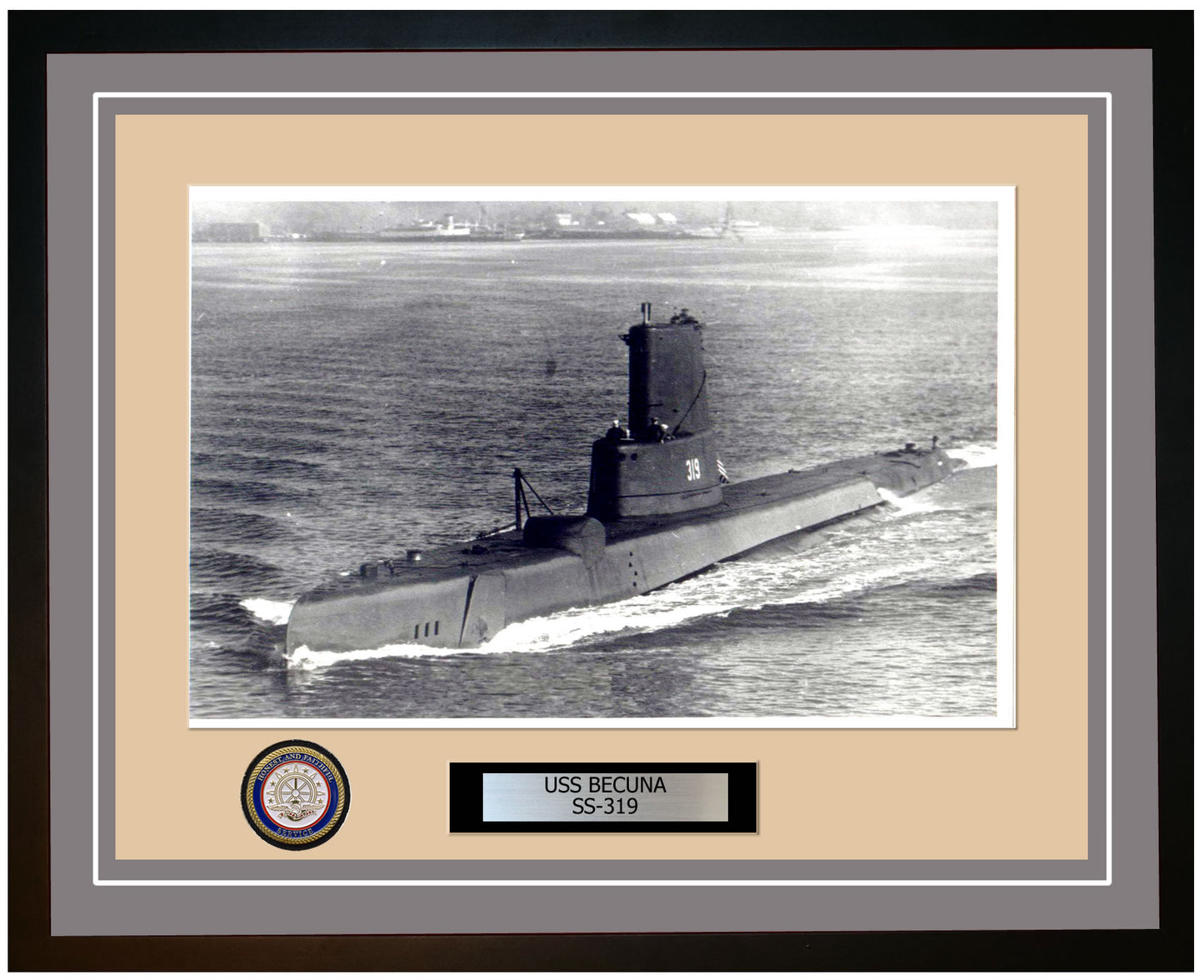 USS Becuna SS-319 Framed Navy Ship Photo Grey