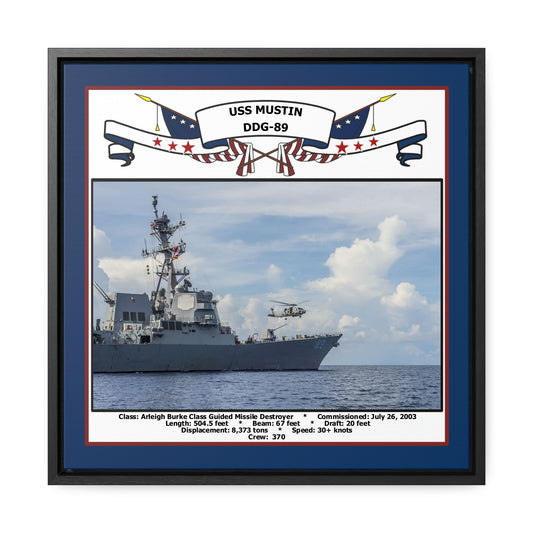 USS Mustin DDG-89 Navy Floating Frame Photo Front View