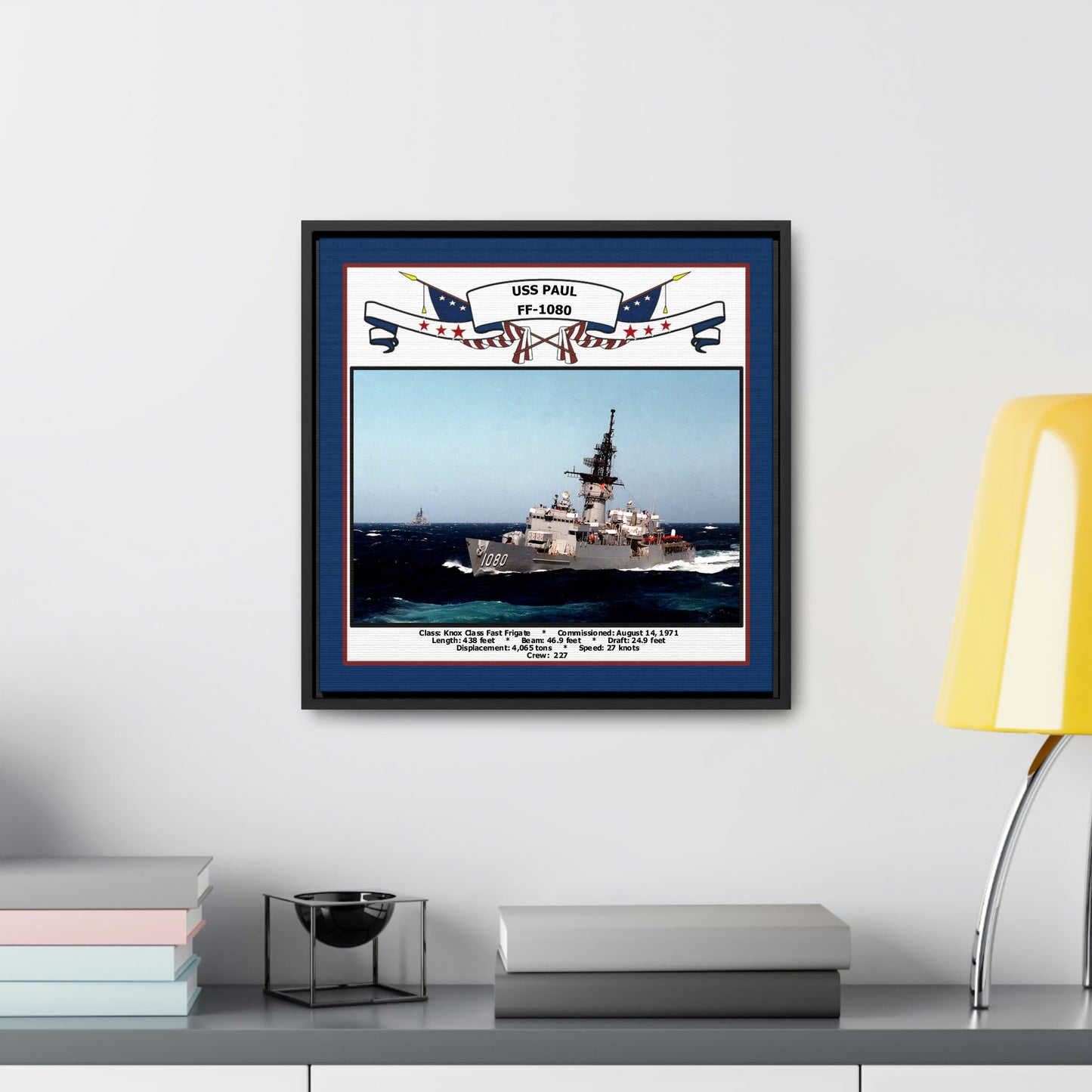 USS Paul FF-1080 Navy Floating Frame Photo Desk View