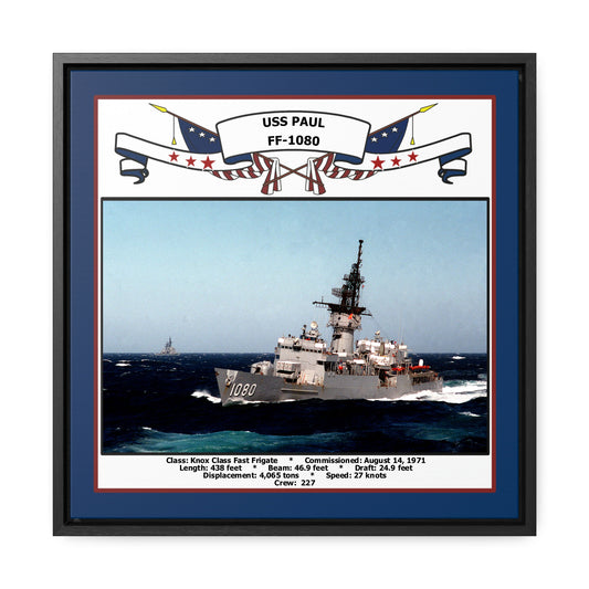 USS Paul FF-1080 Navy Floating Frame Photo Front View
