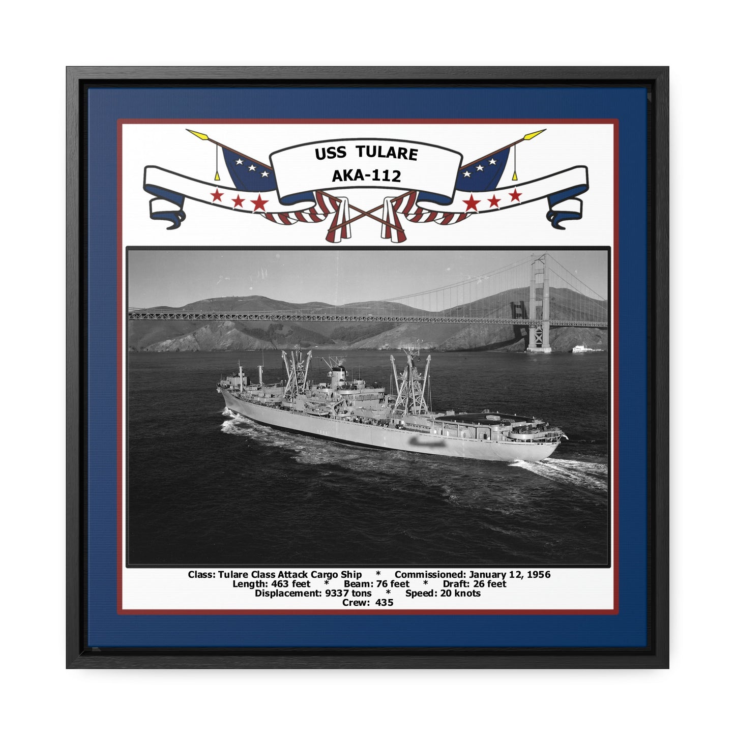 USS Tulare AKA-112 Navy Floating Frame Photo Front View