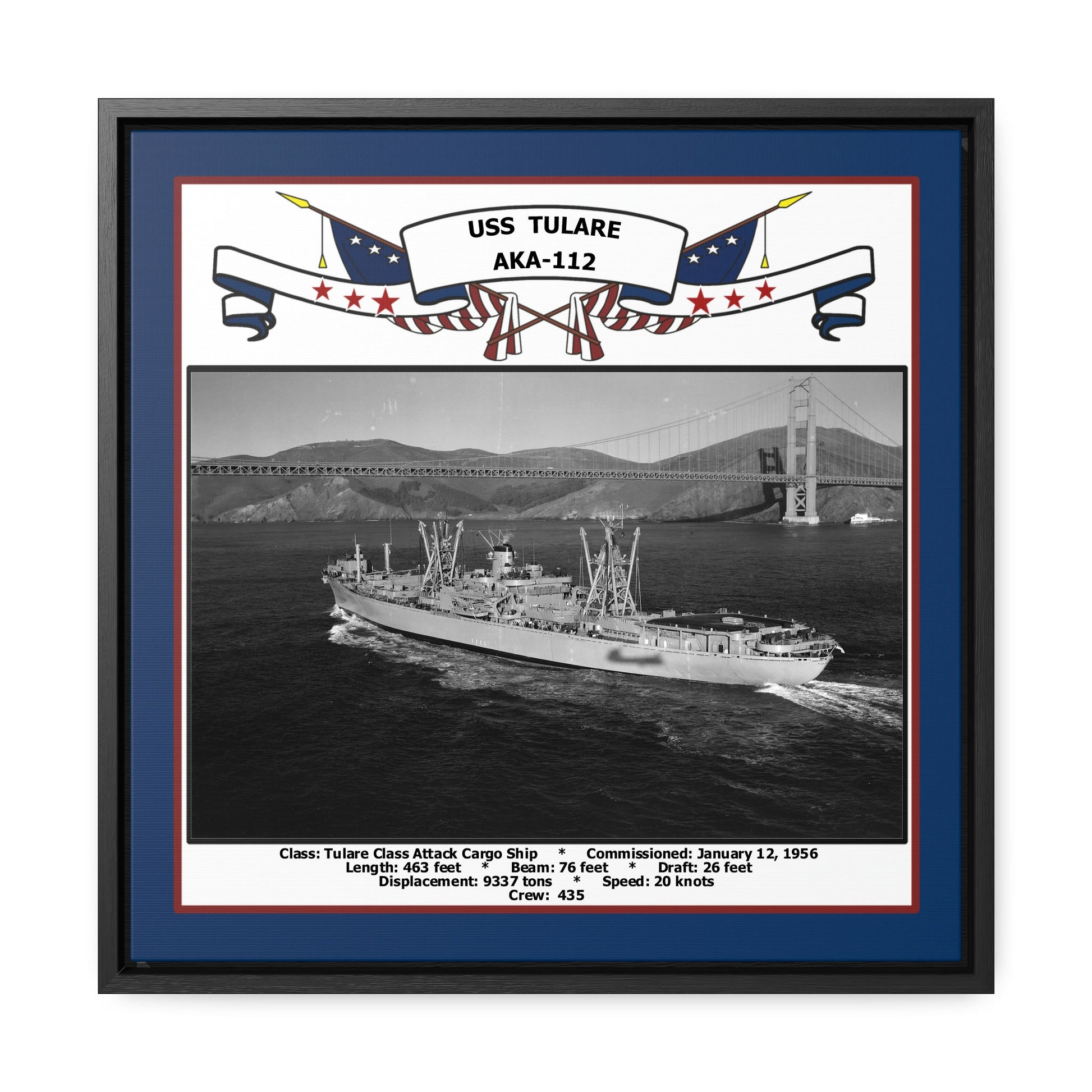USS Tulare AKA-112 Navy Floating Frame Photo Front View