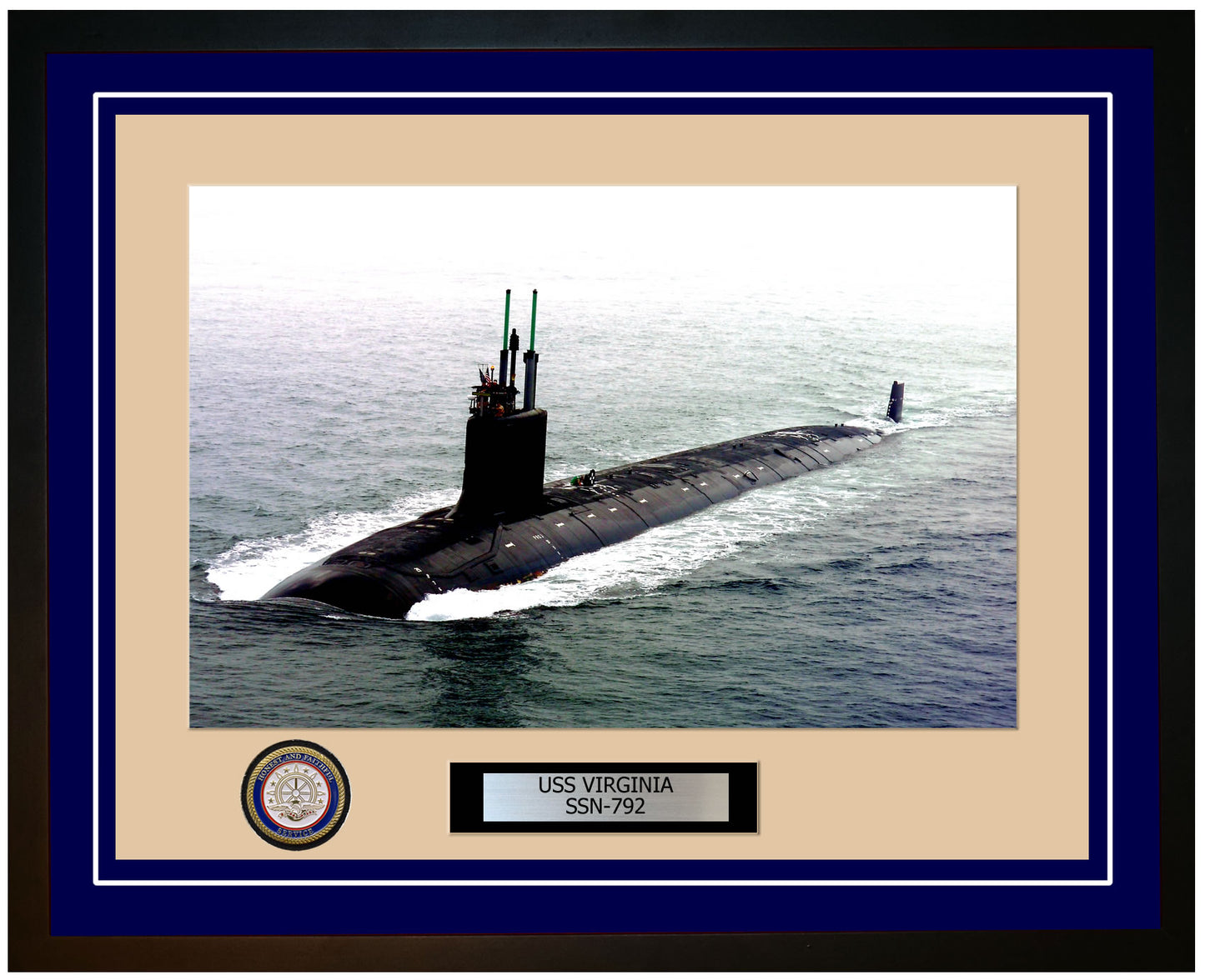 USS Virginia SSN-792 Framed Navy Ship Photo Blue