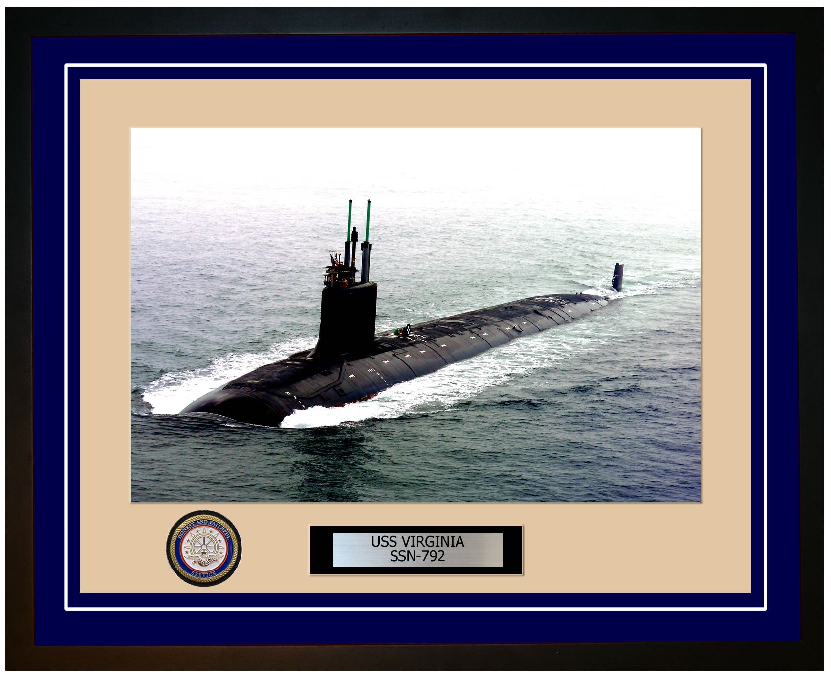 USS Virginia SSN-792 Framed Navy Ship Photo Blue