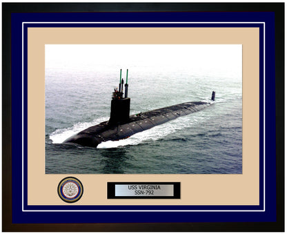 USS Virginia SSN-792 Framed Navy Ship Photo Blue