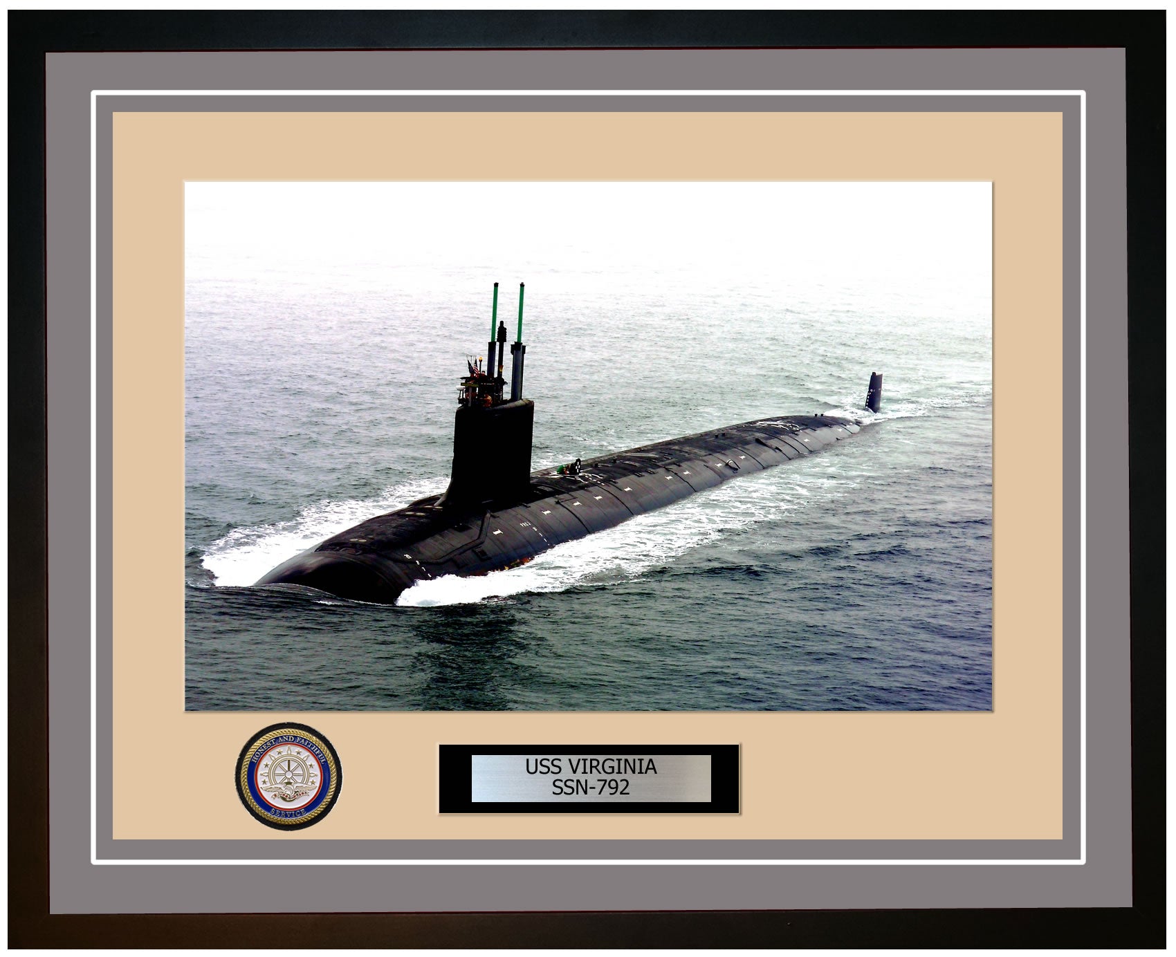 USS Virginia SSN-792 Framed Navy Ship Photo Grey