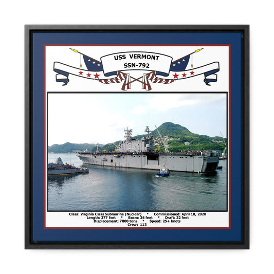 USS Vermont SSN-792 Navy Floating Frame Photo Front View