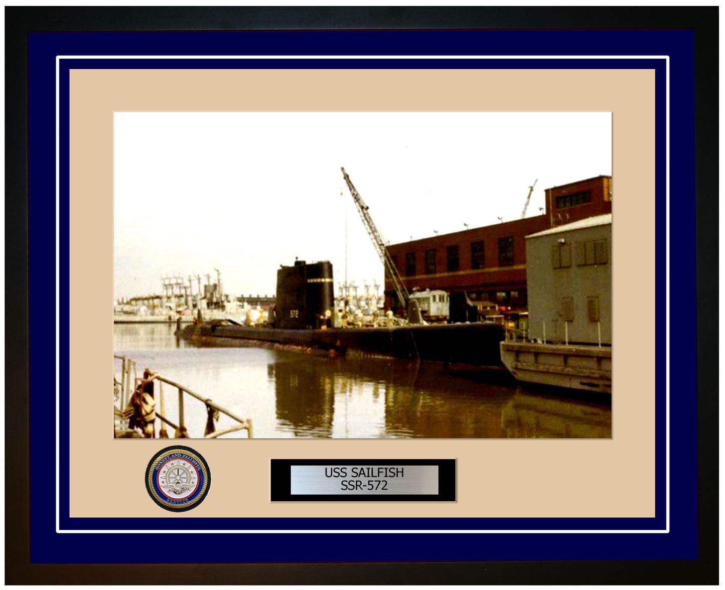 USS Sailfish SSR-572 Framed Navy Ship Photo Blue