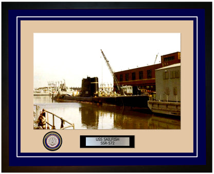 USS Sailfish SSR-572 Framed Navy Ship Photo Blue